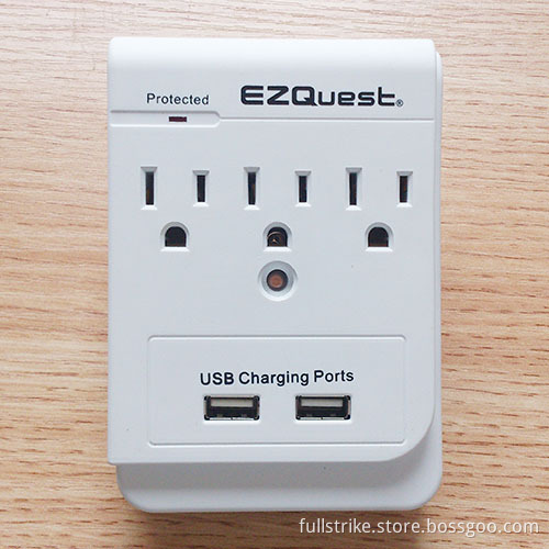 USB Wall Plate with 2 USB Ports and 3 Outlets, Surge Current Protetcion